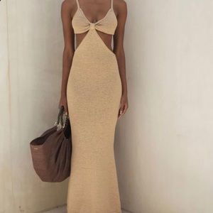 Tan cut out maxi dress